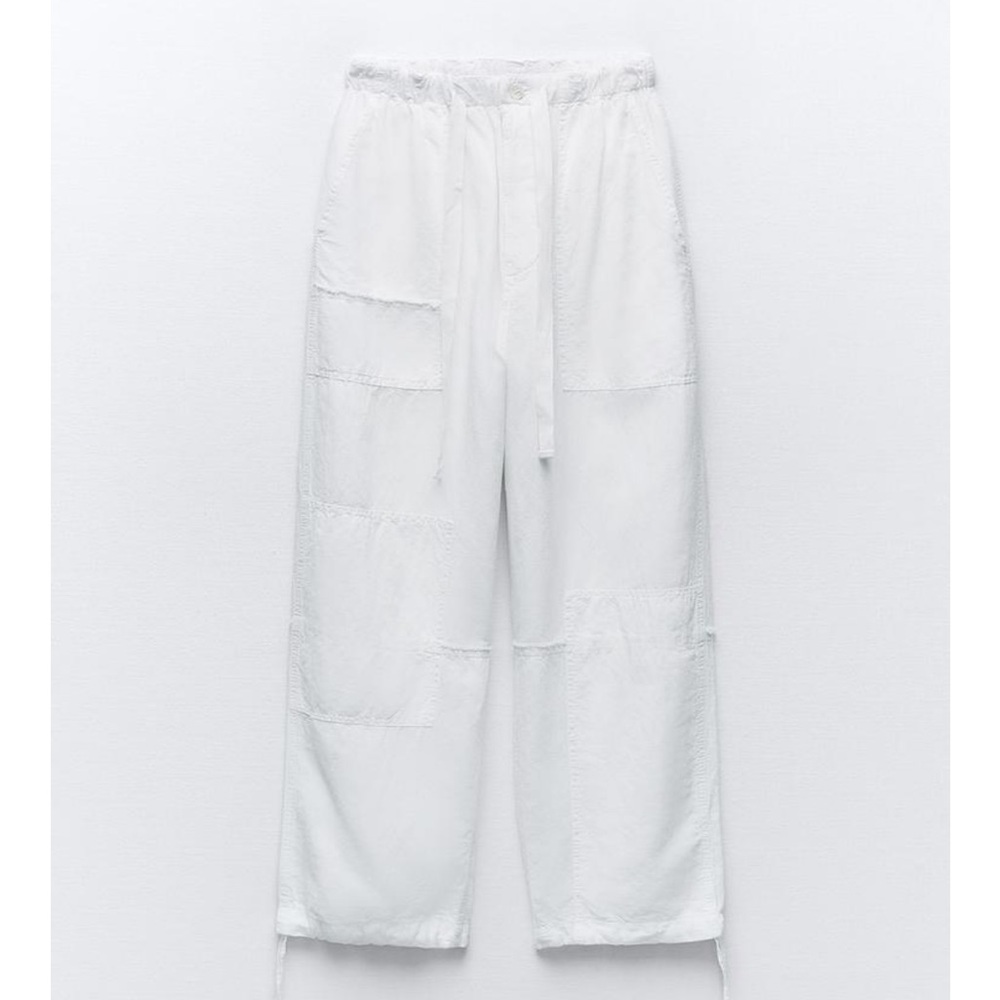 Zara Linen Blend Cargo Pants